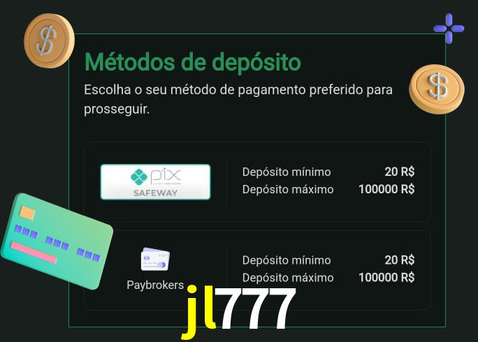 O cassino jl777 oferece uma grande variedade de métodos de pagamento